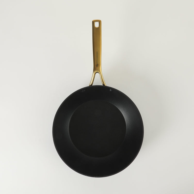Oster Abbottsford 11" Aluminum Wok - Matte Black Stripe - Nonstick - CD Bottom - Stainless Steel Gold Handle - Color Sleeve