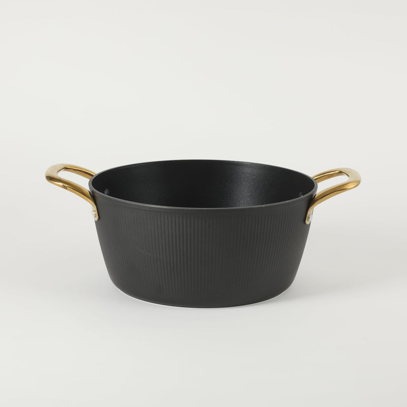 Oster Abbottsford 7qt Aluminum Dutch Oven w/ Flat Glass Lid - Matte Black Stripe - Nonstick - CD Bottom - SS Gold Handle - O/S - Color Sleeve