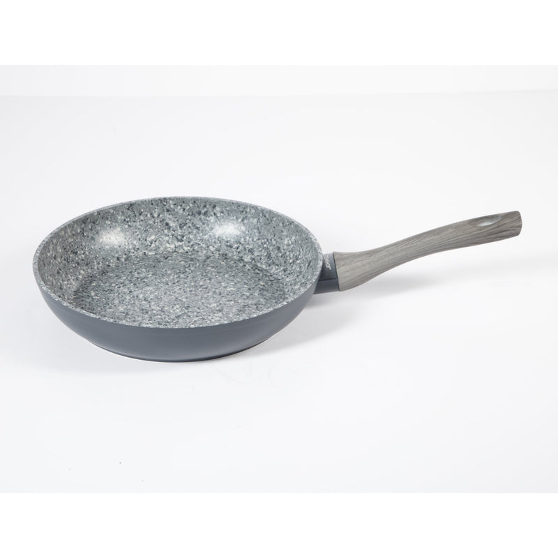 Oster Packham 12" Aluminum Frying Pan - Grey - Whitford Granite Speckle Int - Induction - Grey Wood Look Soft Touch Handle - O/S - Color Sleeve