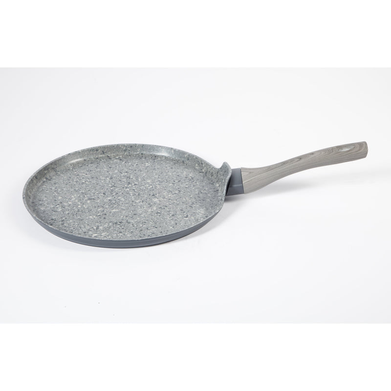 Oster Packham 11" Aluminum Pancake Pan - Grey - Whitford Granite Speckle Int - Induction - Grey Wood Look Soft Touch Handle - O/S - Color Sleeve