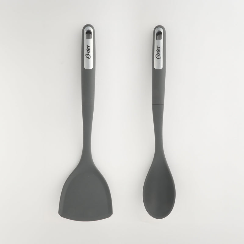 Oster Ridgecrest 2pc 14" Turner & Spoon - Grey - Silicone / Nylon - Tie Card