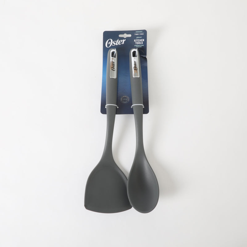 Oster Ridgecrest 2pc 14" Turner & Spoon - Grey - Silicone / Nylon - Tie Card