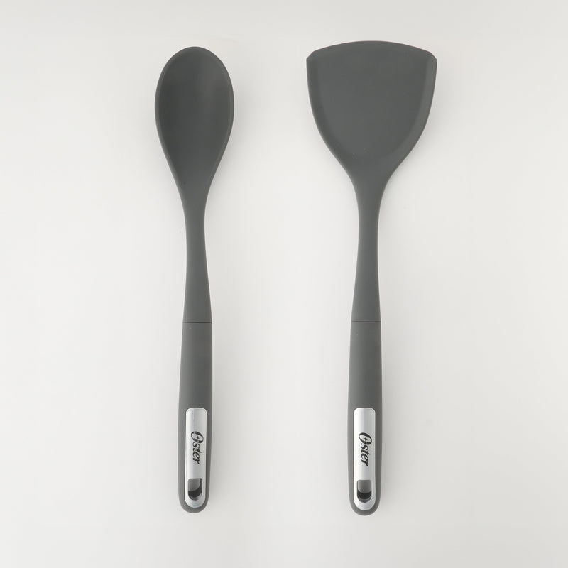 Oster Ridgecrest 2pc 14" Turner & Spoon - Grey - Silicone / Nylon - Tie Card