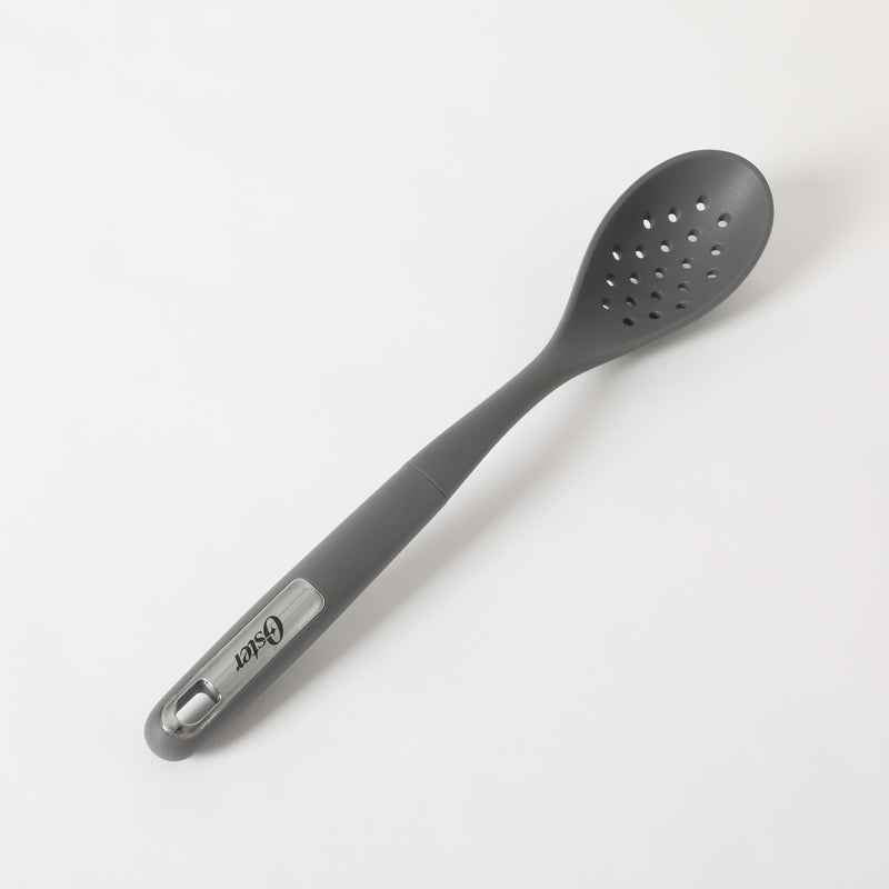 Oster Ridgecrest 2pc 14" Slotted Turner & Slotted Spoon - Grey - Silicone / Nylon - Tie Card