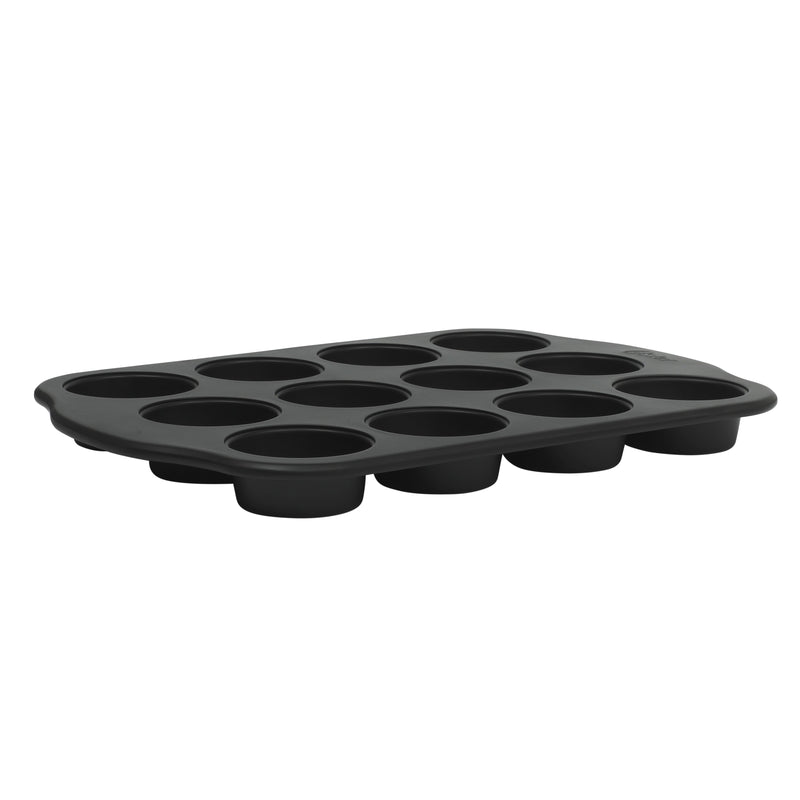 Oster Teston 12 Cup Carbon Steel Muffin Pan - Matte Black - Color Label