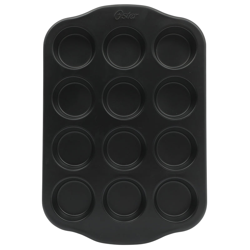 Oster Teston 12 Cup Carbon Steel Muffin Pan - Matte Black - Color Label
