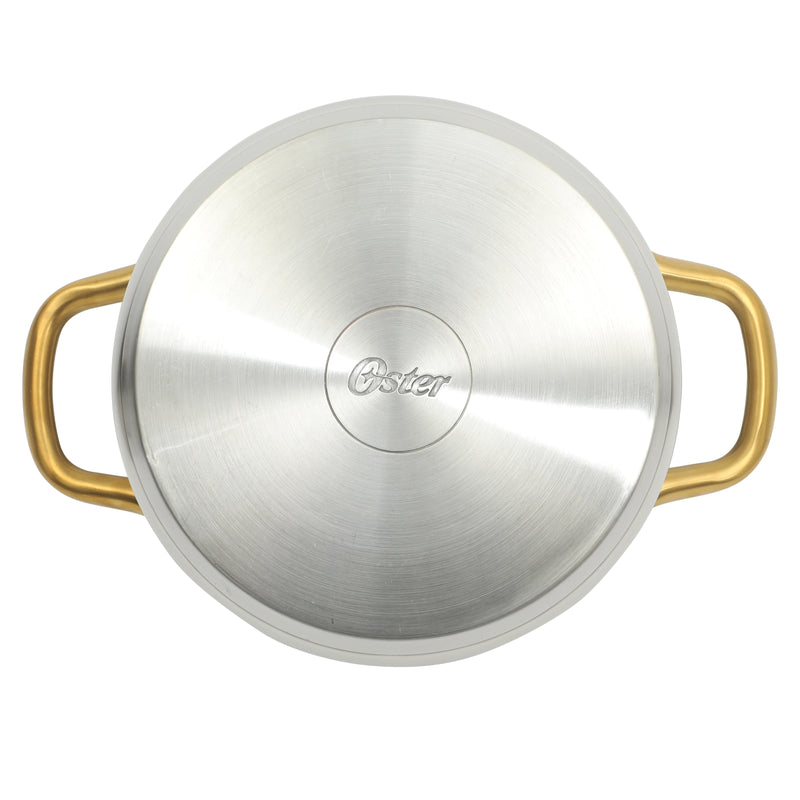 Oster Davinelle 12pc Stainless Steel Cookware Set w/ Kitchen Tools - Gold PVD Handle - Gift Box