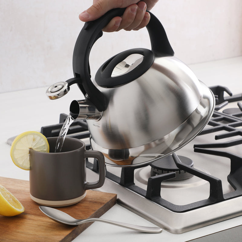 Mr. Coffee Hartbay 2.4qt Stainless Steel Tea Kettle - Silver - Nylon Handle & Knob - Gift Box w/ Hang Tag