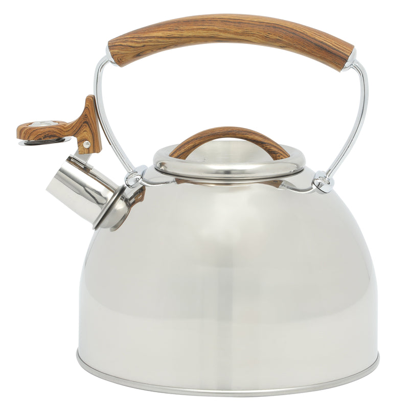 Mr. Coffee Fremont 2qt Stainless Steel Tea Kettle - Metallic Polished - Wood Look Handle - Gift Box w/ Hang Tag