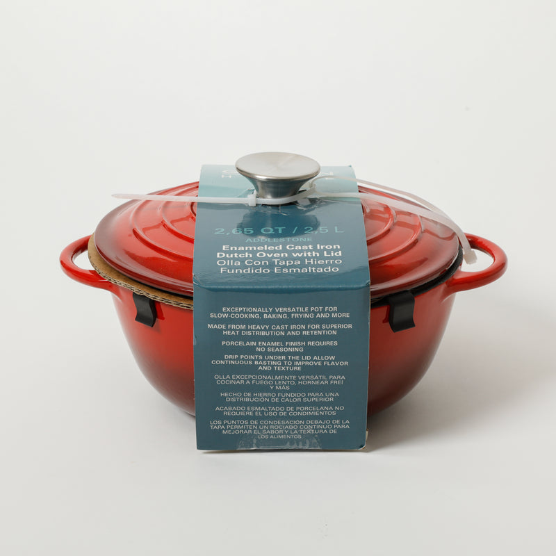 Gibson Home Addlestone 2.65 qt Enamel Cast Iron Dutch Oven w/ Lid - Round - Color Sleeve