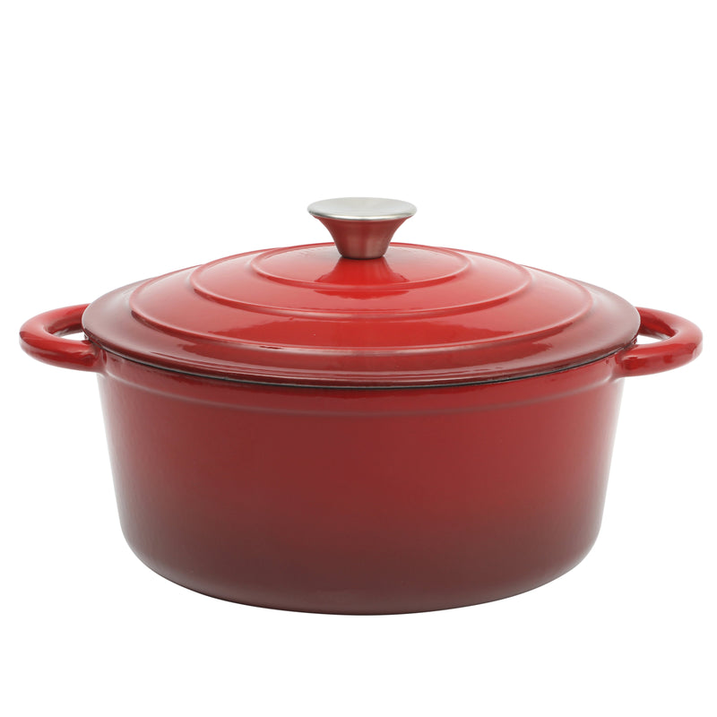 Gibson Home Addlestone 5qt Enamel Cast Iron Dutch Oven w/ Lid - Red - Round - Color Sleeve w/ Remailer