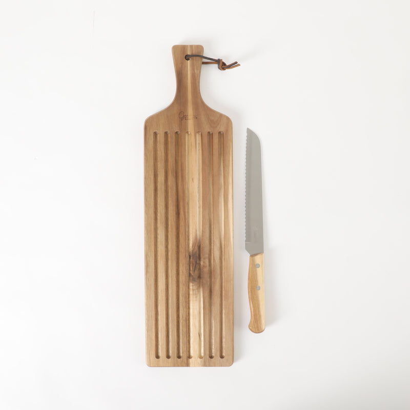 Gibson Elite Gracious Dining Bread Knife w/ Acacia Wood Board - Acacia Handle - Clam Pack w/ Window Box