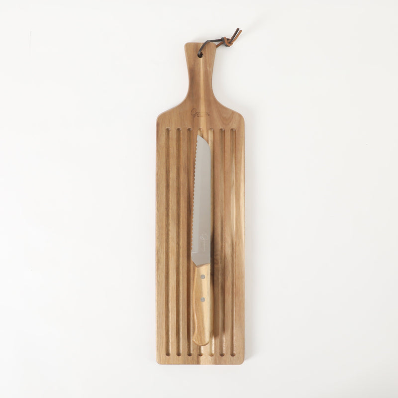 Gibson Elite Gracious Dining Bread Knife w/ Acacia Wood Board - Acacia Handle - Clam Pack w/ Window Box