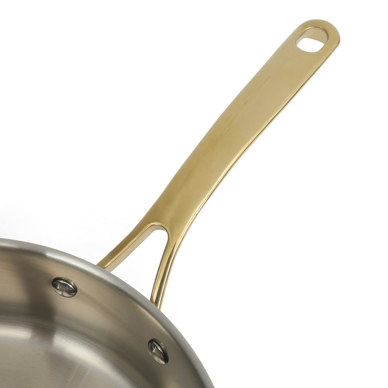 Martha Stewart Castelle 10pc Stainless Steel Cookware Set - Gold Stainless Steel Handles - Impact Bonded Base - Gift Box w/ Remailer