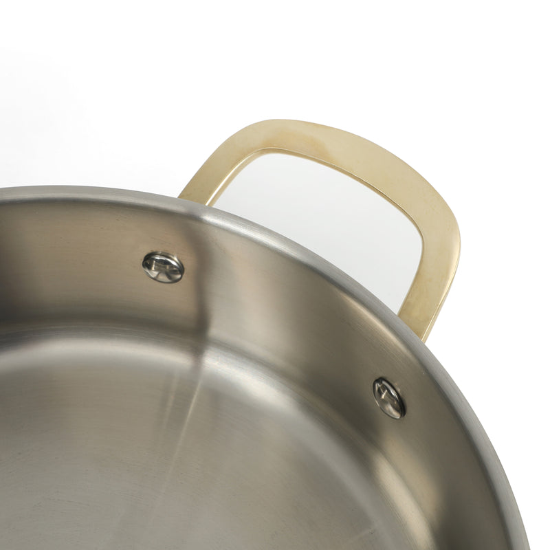 Martha Stewart Castelle 10pc Stainless Steel Cookware Set - Gold Stainless Steel Handles - Impact Bonded Base - Gift Box w/ Remailer