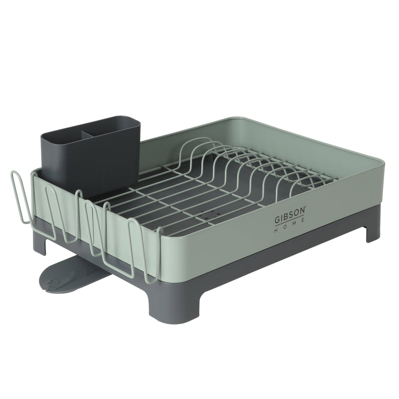 Gibson Home Stainless Steel - 16.3 in L (including the drip water 19.3in) Dish Rack - Galvanized Board w/ Powder Coat - Silk Logo Print - Color Sleeve w/ Remailer