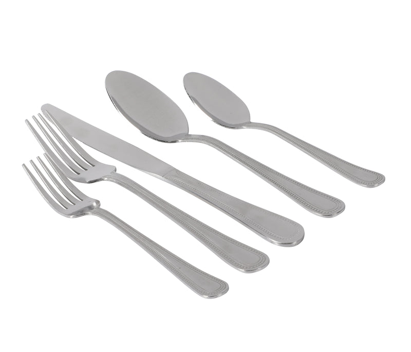 Gibson Home Sinta 87pc Stainless Steel Flatware Set - Service for 12 w/ 3 Hostess Servers - Bead Border Motif - Open Window Gift Box