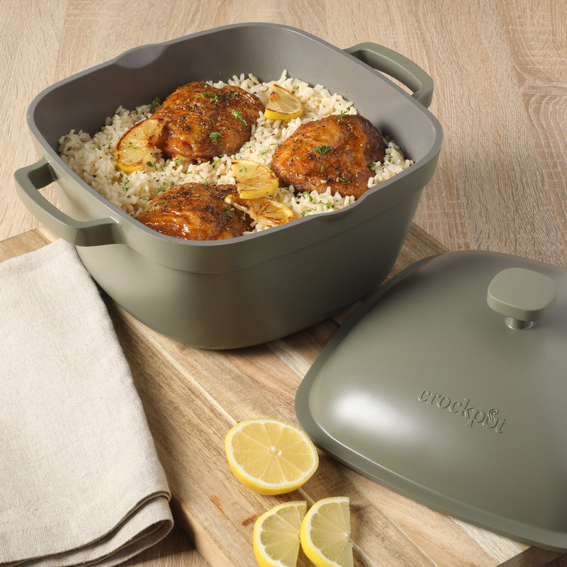 Crock-Pot Northvale 5.2qt Cast Aluminum Dutch Oven w/ Lid - Square - Nonstick Ceramic Interior - Induction - Gift Box w/ Remailer