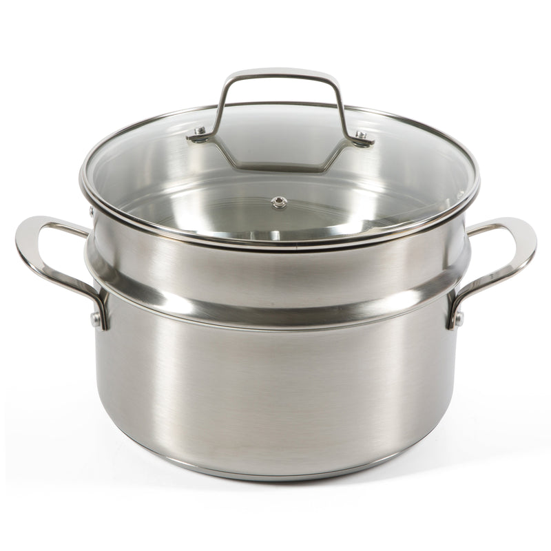 Martha Stewart Everyday Midvale 8pc Stainless Steel Cookware Set w/ Kitchen Tools - White Ceramic Interior - Gift Box w/ Remailer