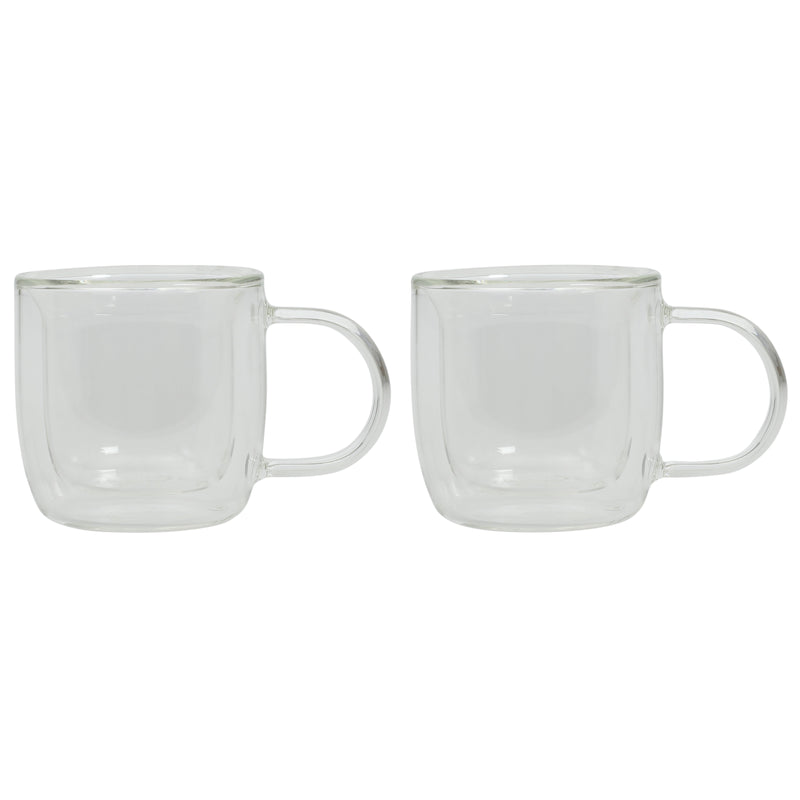 Mr. Coffee Salon Espresso 2pc 3 oz Borosilicate Double Wall Mug Set - Clear - Round - Hand Made - Factory Remailer