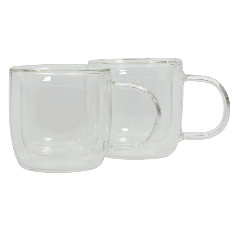 Mr. Coffee Salon Espresso 2pc 3 oz Borosilicate Double Wall Mug Set - Clear - Round - Hand Made - Factory Remailer