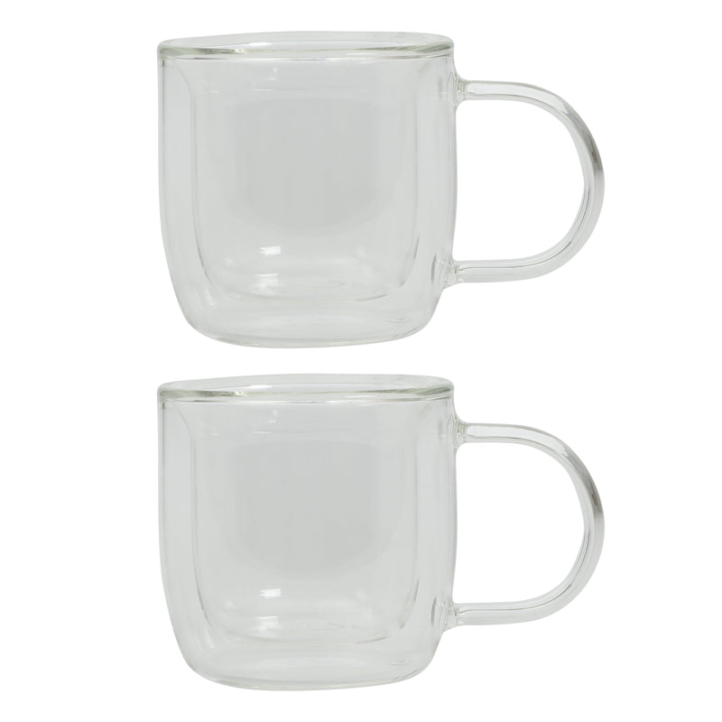 Mr. Coffee Salon Espresso - 2pc 3 oz Double Wall Borosilicate Glass Mug Set - Clear - Handmade - Gift Box