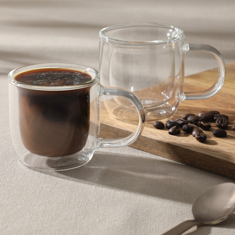 Mr. Coffee Salon Espresso - 2pc 3 oz Double Wall Borosilicate Glass Mug Set - Clear - Handmade - Gift Box