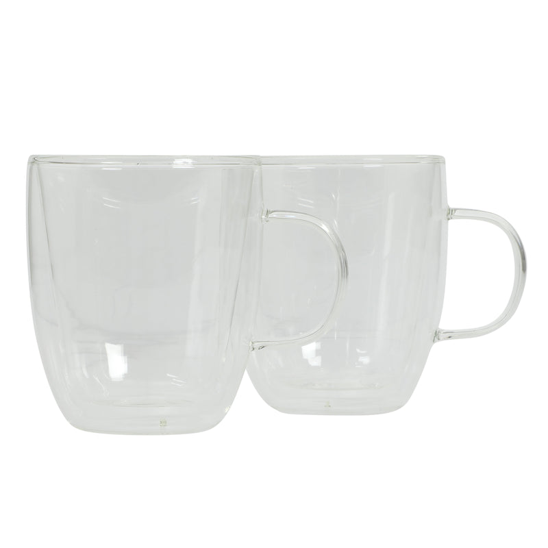 Mr. Coffee Retro Machiatto 2pc 16oz Double Wall Borosilcate Glass Mug Set - Factory Remailer