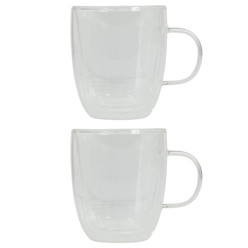 Mr. Coffee Retro Machiatto 2pc 16oz Double Wall Borosilcate Glass Mug Set - Factory Remailer