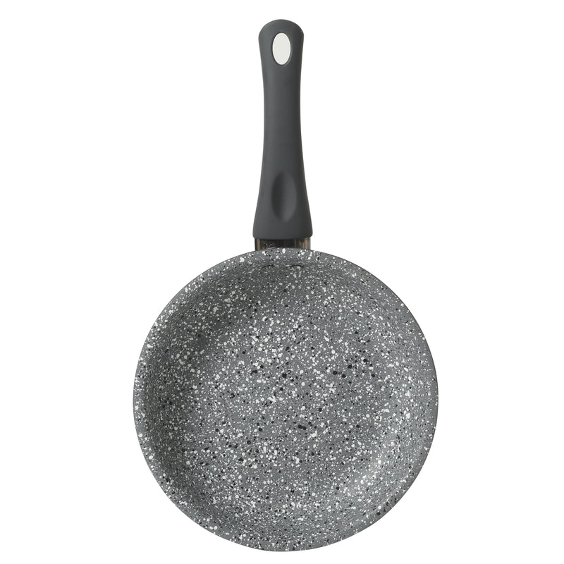 Gibson Home Clipperton 8" Carbon Steel Frying Pan - Grey Speckle Interior - Matte Charcoal Exterior - Soft Touch Handle - Open Stock w/ Color Label