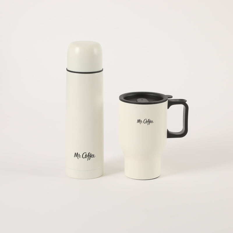 Mr. Coffee Javelin 2pc Stainless Steel 15.5oz Thermal & Stainless Steel 13.5oz Travel Mug Gift Set - Double Wall - PP - Open Window Gift Box