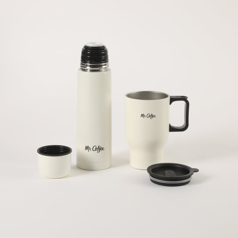 Mr. Coffee Javelin 2pc Stainless Steel 15.5oz Thermal & Stainless Steel 13.5oz Travel Mug Gift Set - Double Wall - PP - Open Window Gift Box