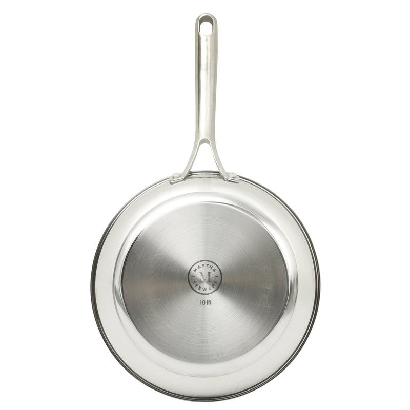 Martha Stewart Castelle10" Stainless Steel Frying Pan - Satin Interior & Polished Exterior - Stainless Steel Handle - Color Sleeve