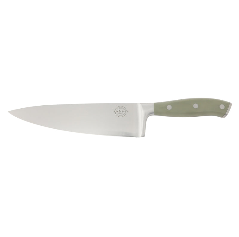Sur la Table Kitchen Essentials Tasting Kitchen 8" Chef Knife - German Steel Blade - Color Plastic Handle - SS - O/S - Clam Pack