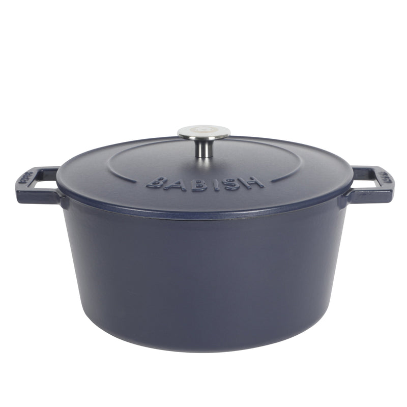 Babish - 6 Qt Dutch Oven W/ Lid - Blue - Matte Finish - Ss Knob - Cast Iron - Color Sleeve W/ Rm