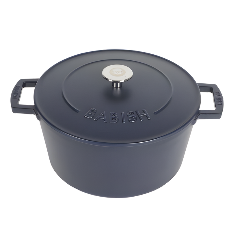 Babish - 6 Qt Dutch Oven W/ Lid - Blue - Matte Finish - Ss Knob - Cast Iron - Color Sleeve W/ Rm