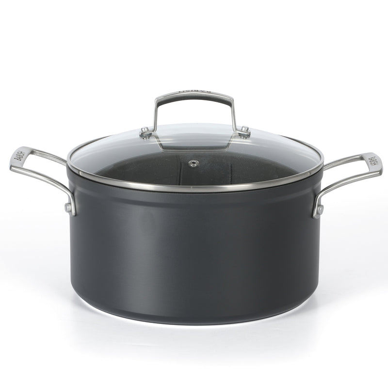 Babish 10pc Forged Aluminum Cookware Set - TI Plasma Nonstick Int - Induction Base - Cast Handles - Forged Al - GBX w/ Remailer
