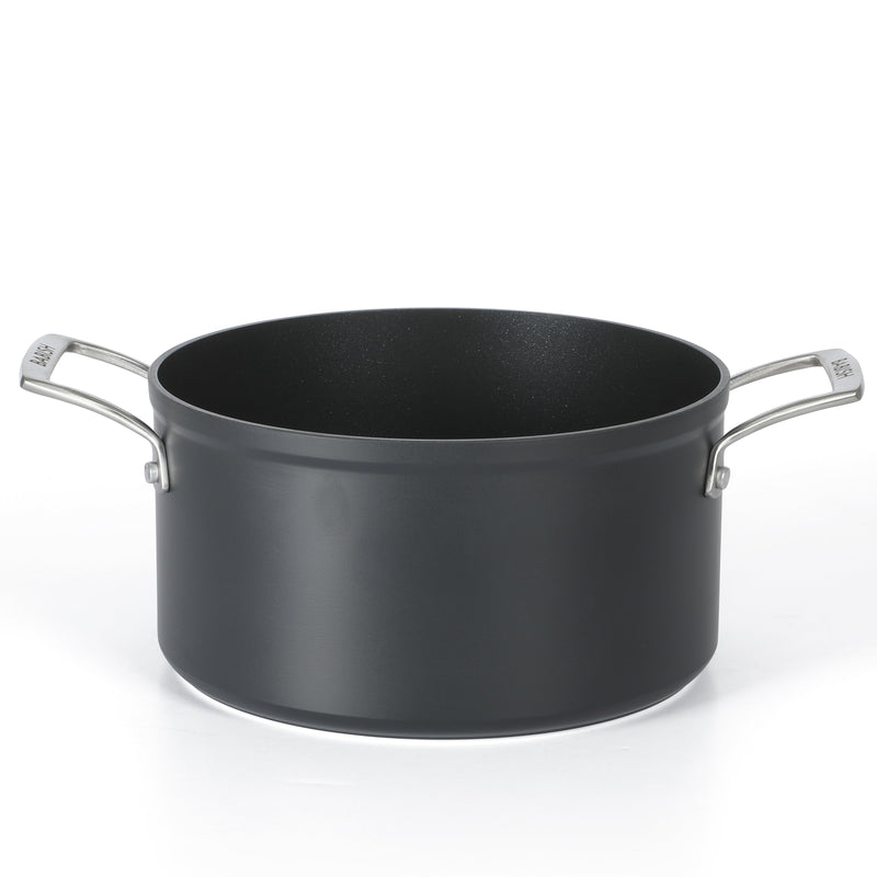 Babish 10pc Forged Aluminum Cookware Set - TI Plasma Nonstick Int - Induction Base - Cast Handles - Forged Al - GBX w/ Remailer
