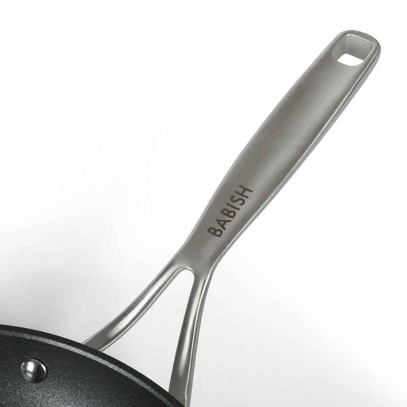 Babish 10pc Forged Aluminum Cookware Set - TI Plasma Nonstick Int - Induction Base - Cast Handles - Forged Al - GBX w/ Remailer