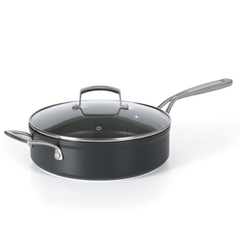 Babish 10pc Forged Aluminum Cookware Set - TI Plasma Nonstick Int - Induction Base - Cast Handles - Forged Al - GBX w/ Remailer