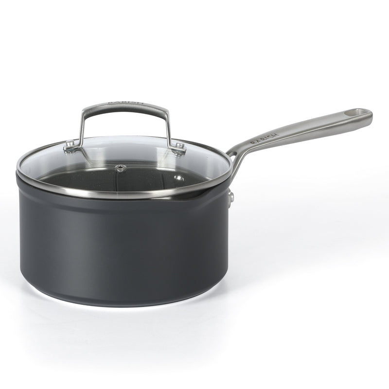 Babish 10pc Forged Aluminum Cookware Set - TI Plasma Nonstick Int - Induction Base - Cast Handles - Forged Al - GBX w/ Remailer