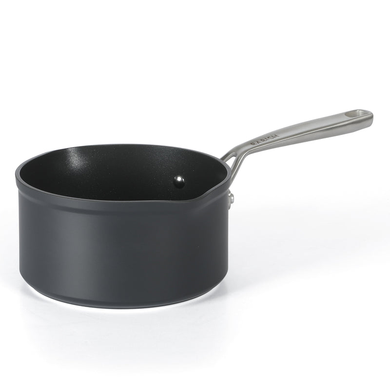 Babish 10pc Forged Aluminum Cookware Set - TI Plasma Nonstick Int - Induction Base - Cast Handles - Forged Al - GBX w/ Remailer