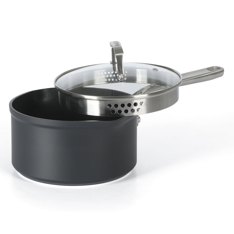 Babish 10pc Forged Aluminum Cookware Set - TI Plasma Nonstick Int - Induction Base - Cast Handles - Forged Al - GBX w/ Remailer