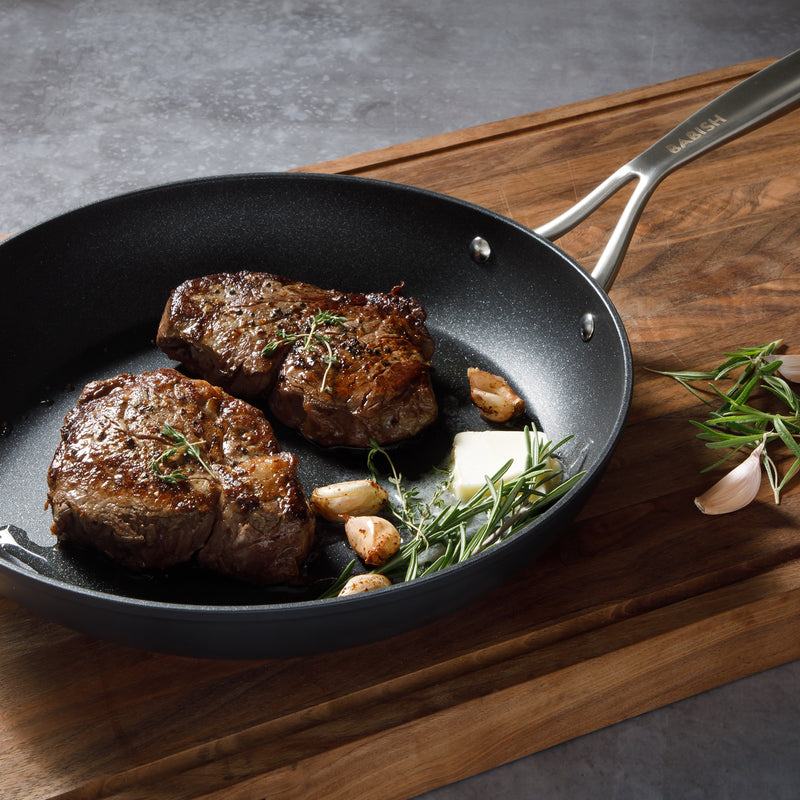 Babish 10pc Forged Aluminum Cookware Set - TI Plasma Nonstick Int - Induction Base - Cast Handles - Forged Al - GBX w/ Remailer