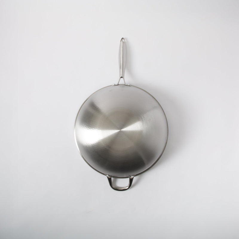 Gibson Home Elsenborn Stainless Steel 14" Wok - Etched Non-Stick Interior - Stainless Steel Handle - Color Sleeve