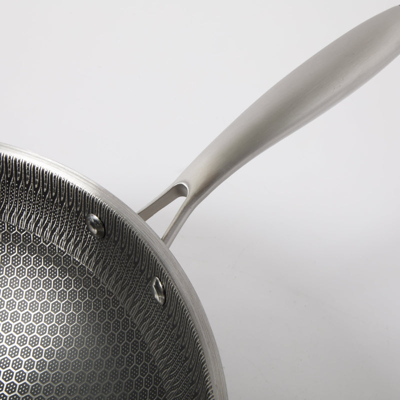 Gibson Home Elsenborn Stainless Steel 14" Wok - Etched Non-Stick Interior - Stainless Steel Handle - Color Sleeve