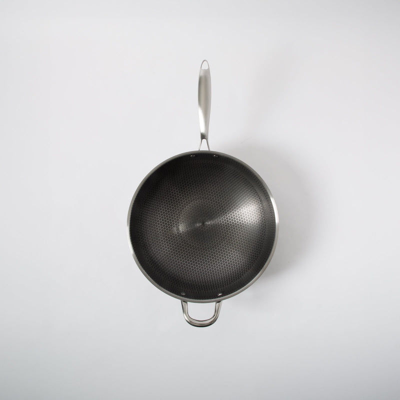 Gibson Home Elsenborn Stainless Steel 14" Wok - Etched Non-Stick Interior - Stainless Steel Handle - Color Sleeve