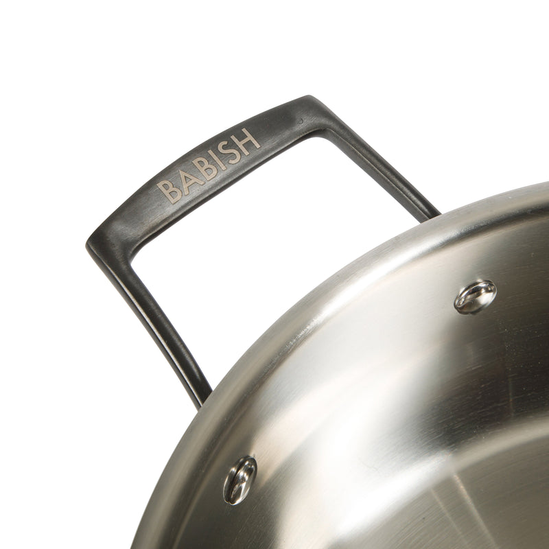 Babish - 5 Qt Saute Pan W/ Glass Lid - Ss Triply - Black Pvd Handle - Ss - Gbx With Remailer