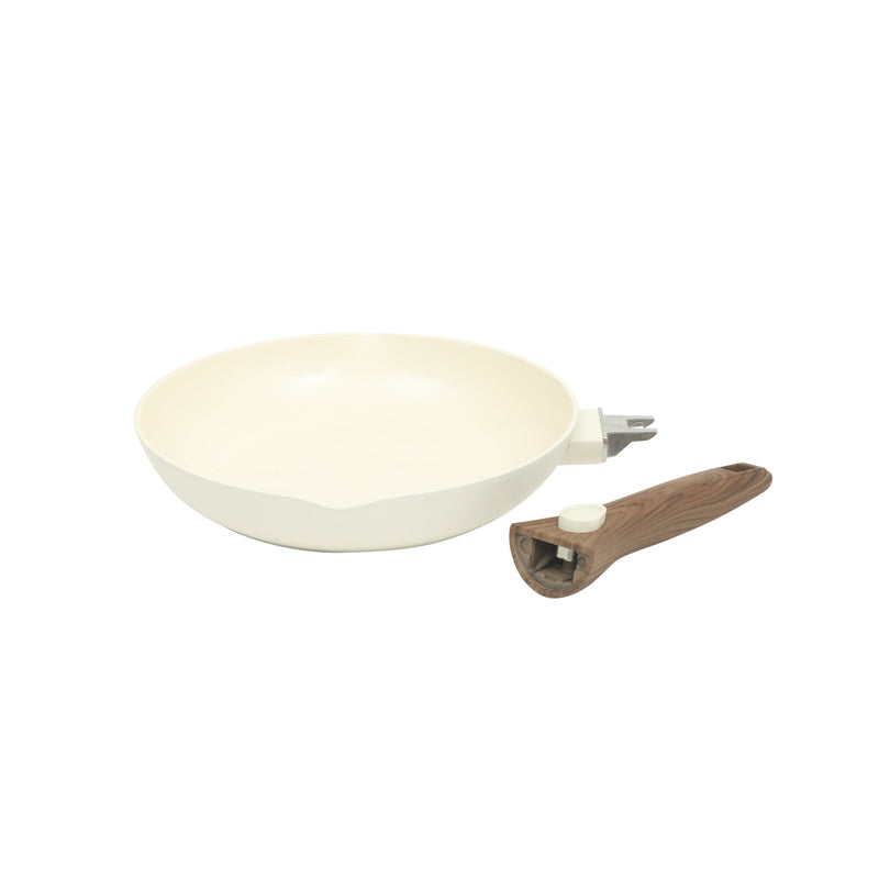 Oster Smarthandle Advance 18pc Forged Aluminum Cookware Combo Set - Matte Linen - Ceramic Non-Stick Interior - Induction Base - Detachable Wood Look Bakelite Handle - Gift Box