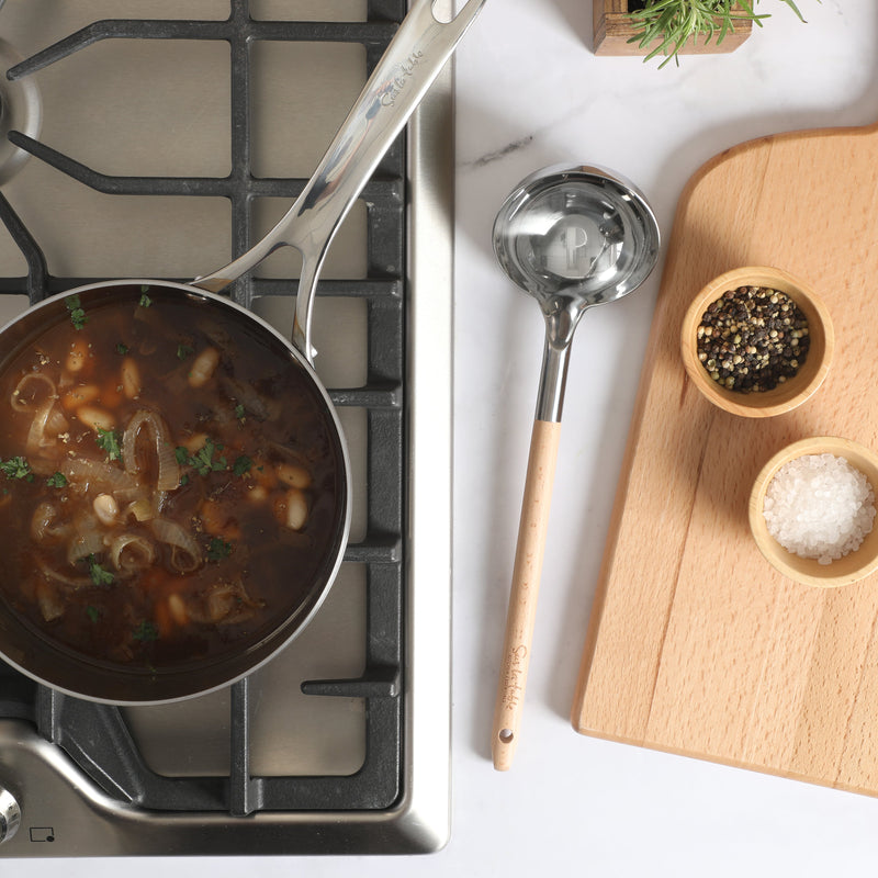 Sur La Table Kitchen Essentials Ladle - Stainless Steel Head - Beech Wood Handle - Tie Card